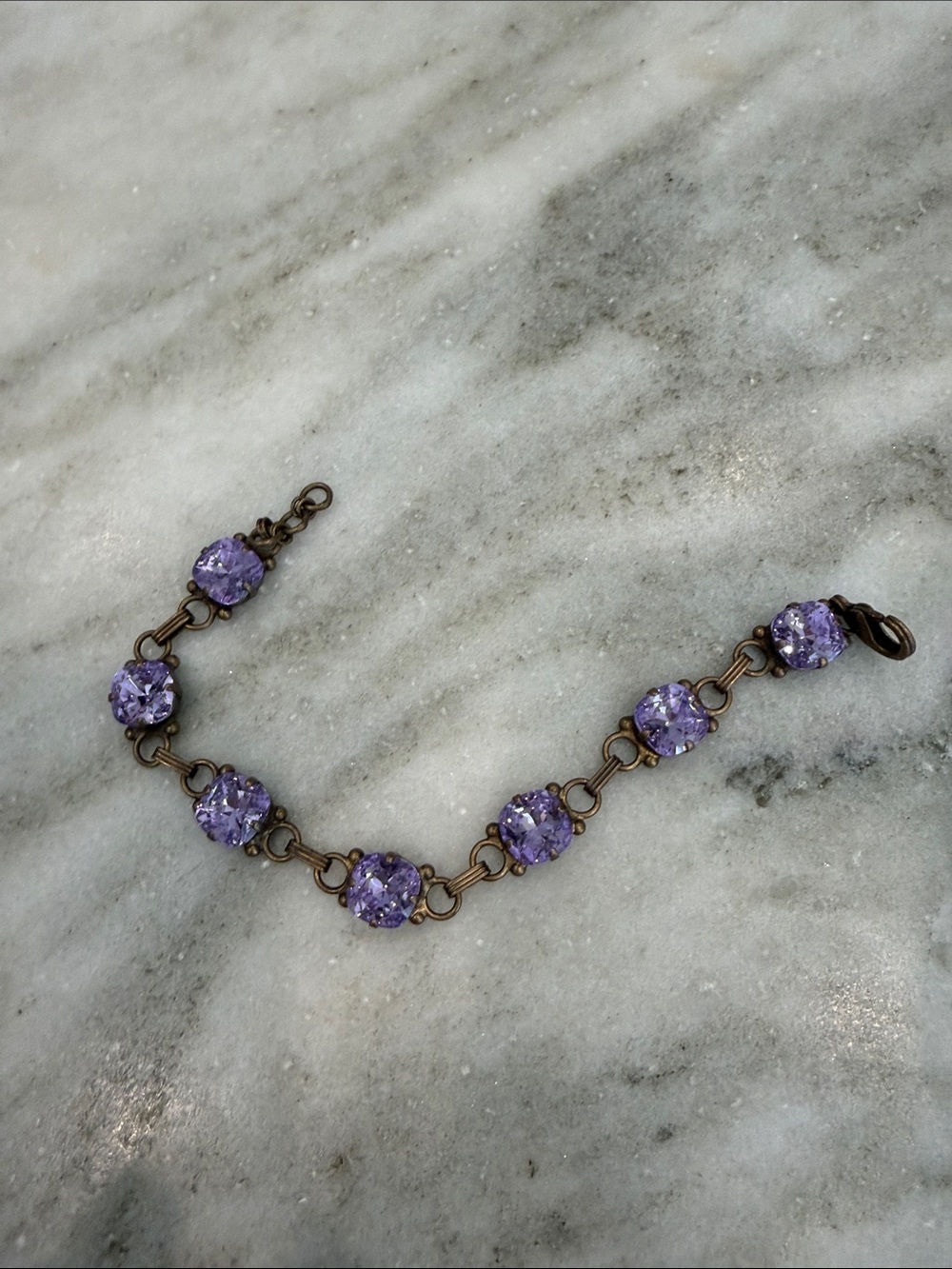 Lavender Crystal Link Bracelet - Purple Sparkle
